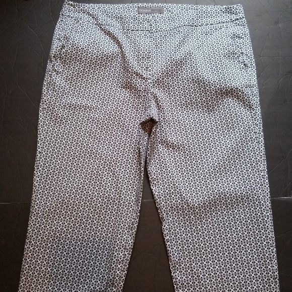 Donna Ricco Blue White  Geometric Print  Pants - Picture 3 of 6